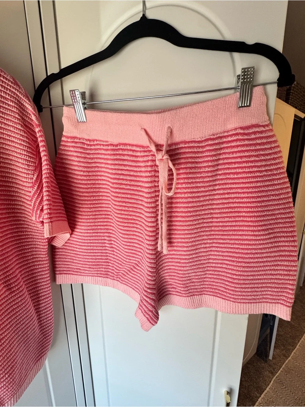 Pretty Garden Striped Pink Knit Lounge Matching Set